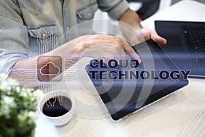 Cloud technology. Data storage. Networking and internet service concept.