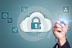 Cloud technology. Data storage. Networking and internet service concept.