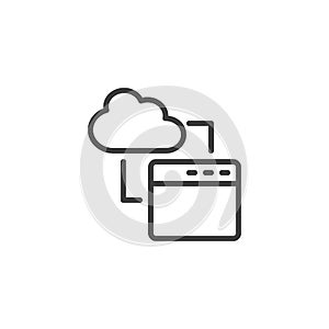 Cloud technology data transfer line icon