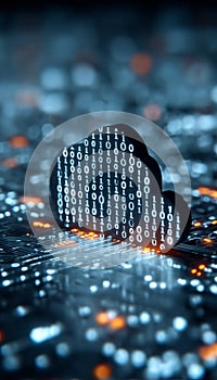 Cloud Technology and Digital Binary Code Representing Secure Access to Global Network Data Systems