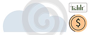 Cloud Computing and Financial Analytics Concept with Data Graph and Currency Icon