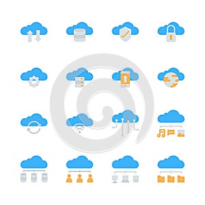 Cloud technology icon set in  flat design..Vector illustration