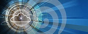 Cloud technology. Integrated digital web concept background