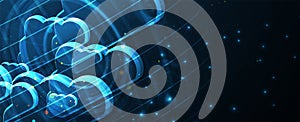 Cloud technology. Integrated digital web concept background