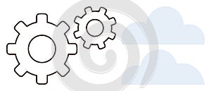 Cloud Technology Integration Concept with Gears and Clouds