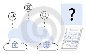 Cloud technology integration with security, data analysis, and global connectivity for efficient workflows