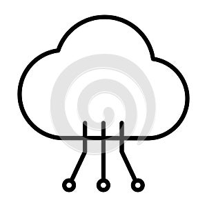 Cloud Technology Line Icon with Circuit Pattern. Vector Simple Minimal 96x96 Pictogram