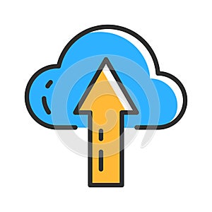 Cloud technology line icon. File upload icon. Data save concept. Vector illustration