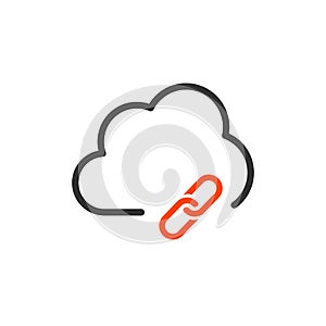 Cloud Technology Link Hyperlink Vector Icon Illustration isolated on white background