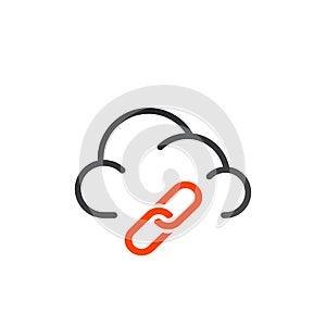 Cloud Technology Link Hyperlink Vector Icon. Vector illustration isolated on white background