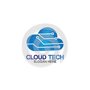 Cloud technology logo icon template.Cloud symbol with circuit pattern. IT and computers, internet and connectivity vector