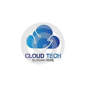 Cloud technology logo icon template.Cloud symbol with circuit pattern. IT and computers, internet and connectivity vector