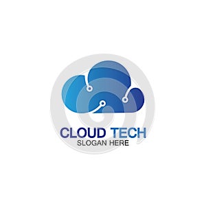 Cloud technology logo icon template.Cloud symbol with circuit pattern. IT and computers, internet and connectivity vector