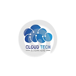 Cloud technology logo icon template.Cloud symbol with circuit pattern. IT and computers, internet and connectivity vector.