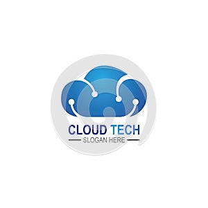 Cloud technology logo icon template.Cloud symbol with circuit pattern. IT and computers, internet and connectivity vector.