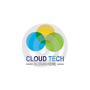 Cloud technology logo icon template.Cloud symbol with circuit pattern. IT and computers, internet and connectivity vector.