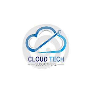 Cloud technology logo icon template.Cloud symbol with circuit pattern. IT and computers, internet and connectivity vector.