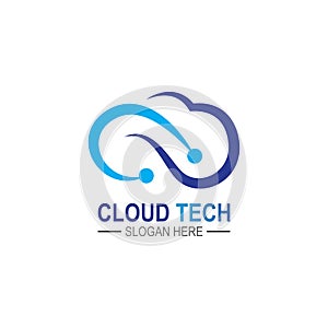 Cloud technology logo icon template.Cloud symbol with circuit pattern. IT and computers, internet and connectivity vector.