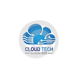 Cloud technology logo icon template.Cloud symbol with circuit pattern. IT and computers, internet and connectivity vector.