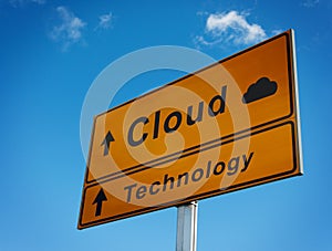 Cloud technology road sign.