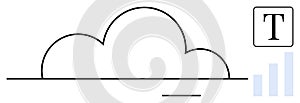 Cloud Technology with Text Icon and Graph Element for Digital Data and Analytics Concept