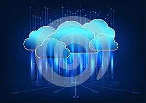Cloud technology There is a circuit board connected to the cloud. Refers to cloud technology that is used to store data via the