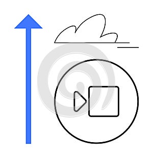 Cloud Technology and Video Streaming Concept with Arrow Indicating Upload Process