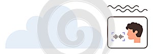 Cloud Technology and Voice Recognition Concept with Sound Waves and User Profile