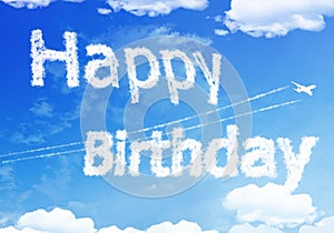 Cloud text : HAPPY Birthday on the sky.