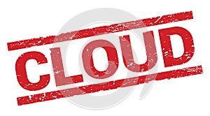 CLOUD text on red rectangle stamp sign