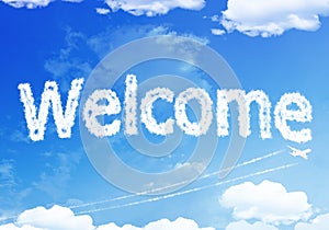Cloud text : WELCOME on the sky.