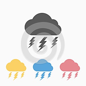 Cloud and thunder icon, weather, cloud, thunder