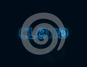 Cloud title with plexus effect. Connected lines with dots. Lines title plexus