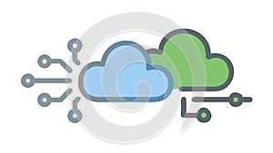 Cloud to Cloud Data Transfer Integration, vector design Generative AI