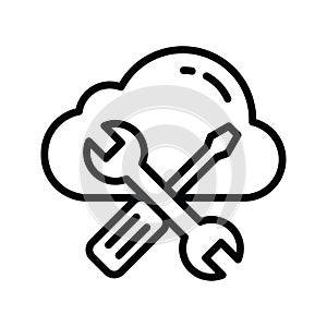 Cloud Tool vector outline Icon Design illustration. Cloud computing Symbol on White background EPS 10 File