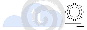 Cloud Data Synchronization with Gear Icon Representing Workflow Automation
