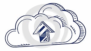 Cloud with upload arrow, cloud computing and data vector design Generative AI