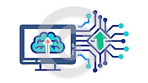 Cloud Upload and Circuit Board Integration, vector design Generative AI
