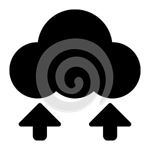 Cloud Upload, Cloud Uploading, Cloud Backup Glyph Solid Icon