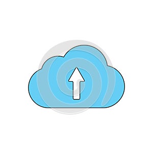 Cloud and upload colored icon vector design illustration