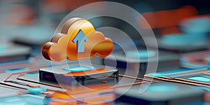 Cloud upload, data storage, database, cloud computing concept