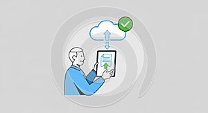 Cloud Upload and Data Synchronization Illustration