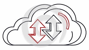 Cloud upload and download, data transfer symbol vector design Generative AI