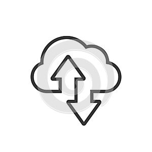 Cloud upload and download icon. Vector illustration. Outline style.