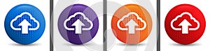 Cloud upload icon abstract halftone round button set