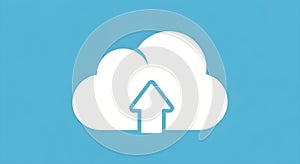Cloud upload icon on blue background