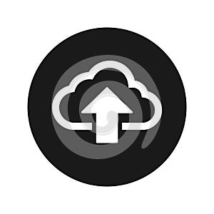 Cloud upload icon flat black round button vector illustration