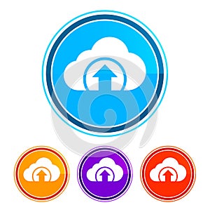 Cloud upload icon flat design round buttons set illustration design