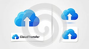 Cloud upload icon and logo for data transfer and storage services