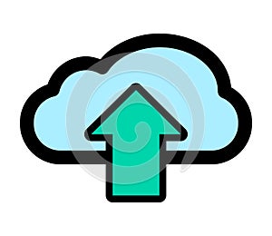 Cloud upload icon. Storage symbol. Vector illustration isolated on white